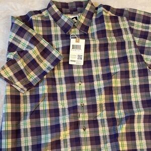 Mountain Khakis short sleeve new Deep Creek Crinkle shirt Eggplant XL plaid
